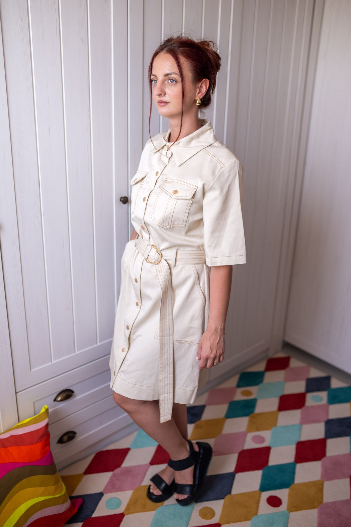 Robe Safari Écru Coton