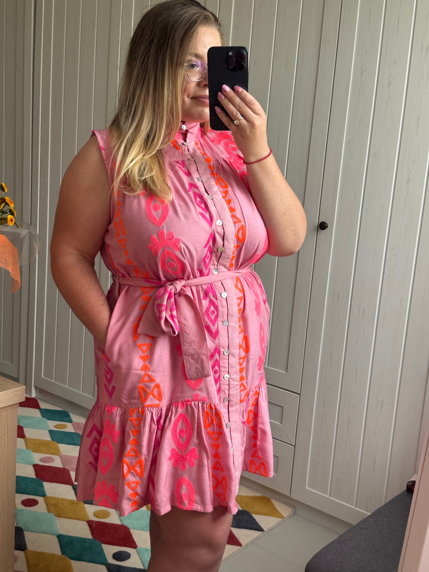 Robe brodée Pink Summer