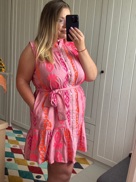 Robe brodée Pink Summer