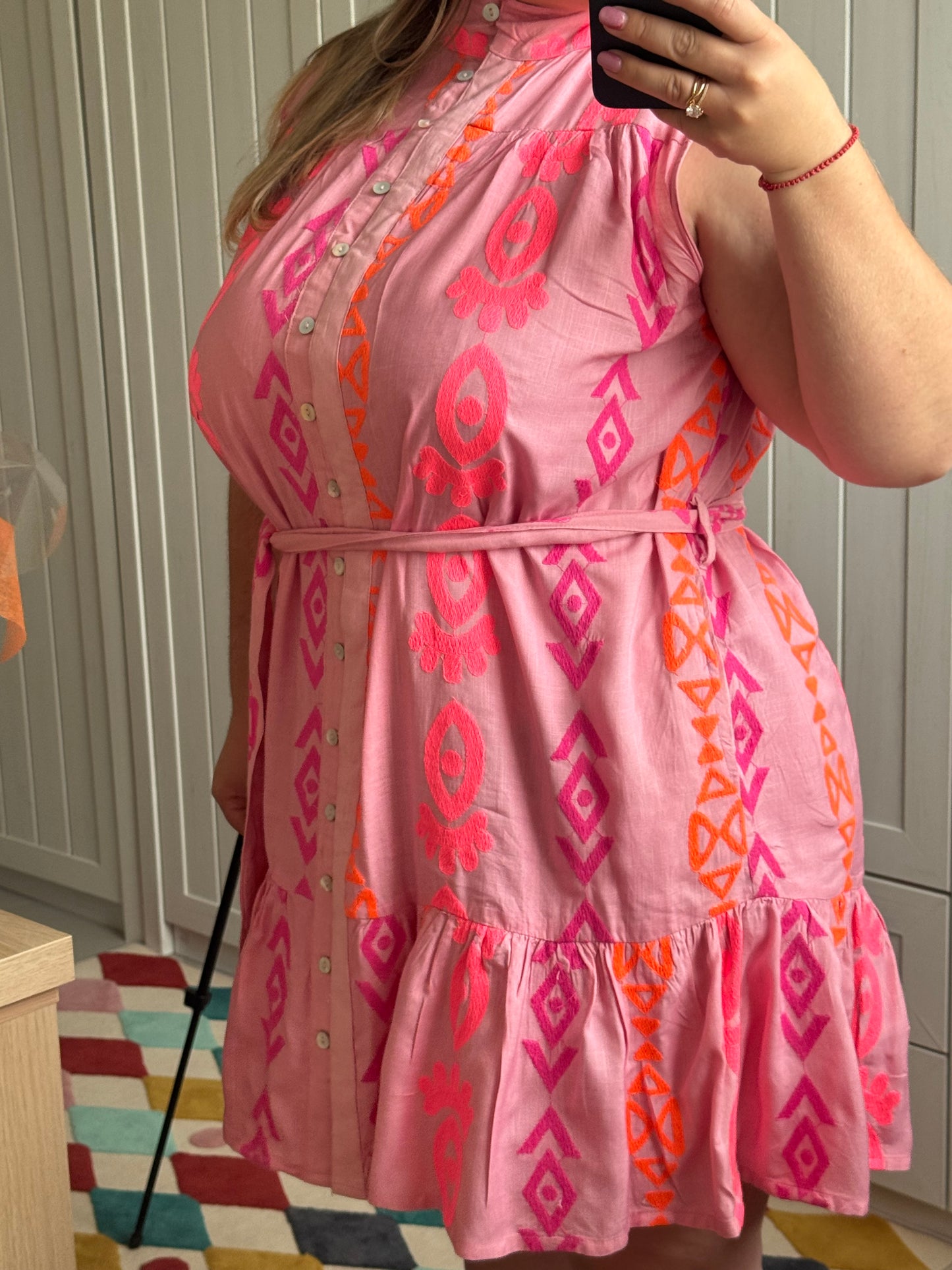 Robe brodée Pink Summer