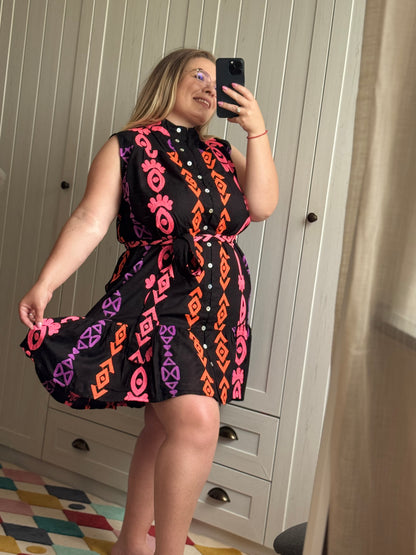 Robe chemise brodée Noir Éclat