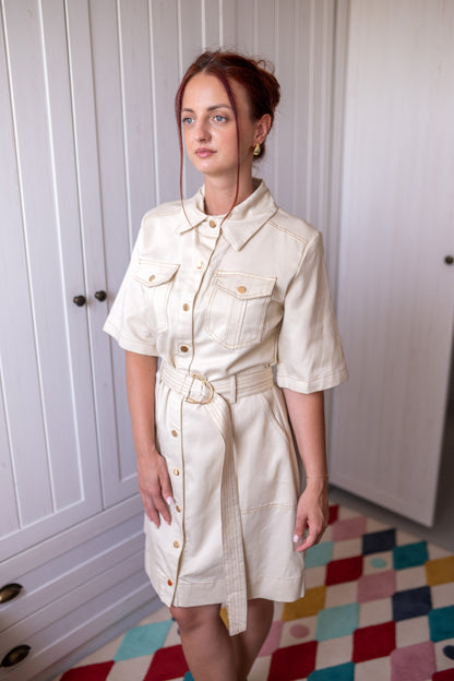 Robe Safari Écru Coton