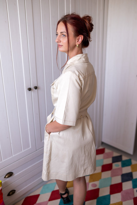 Robe Safari Écru Coton